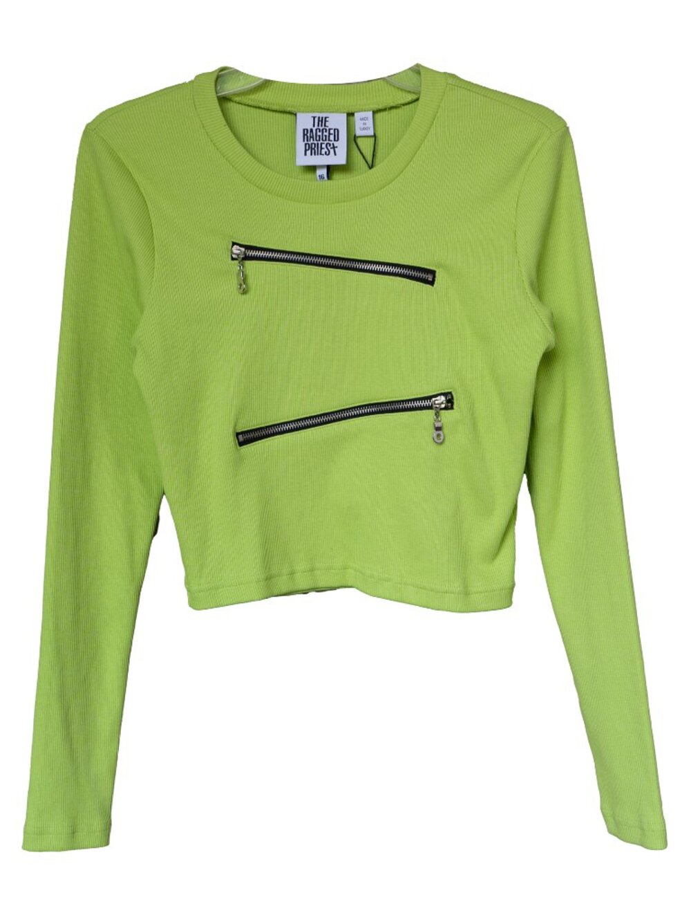 New Ragged Priest Zipper Top Lime Green